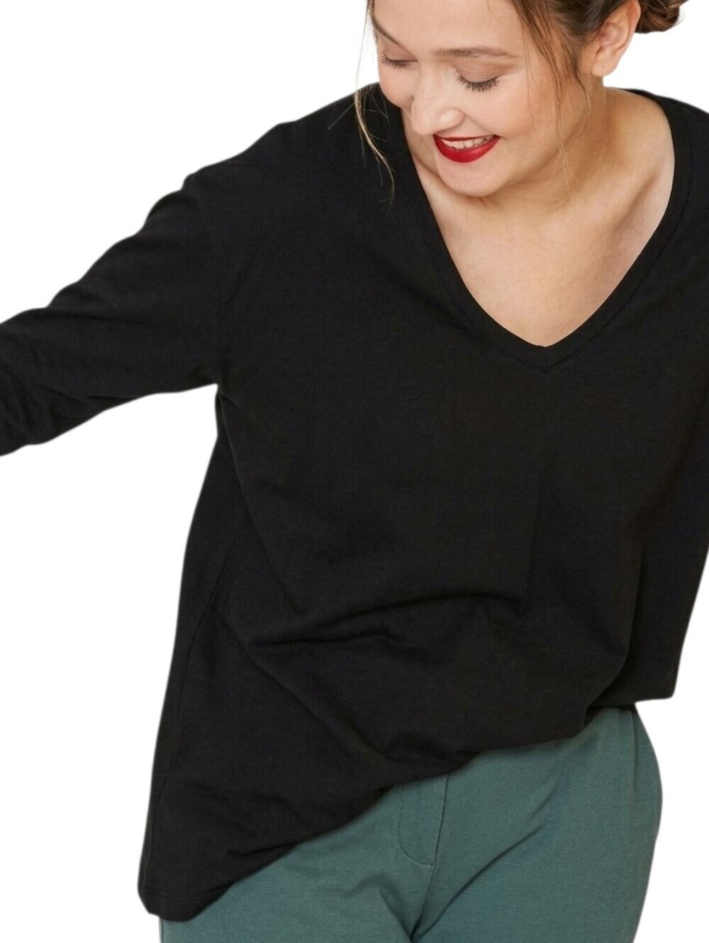 Smash Tess Longline Top Black Slouchy Relaxed Fit Women Small Bamboo - Picture 3 of 8